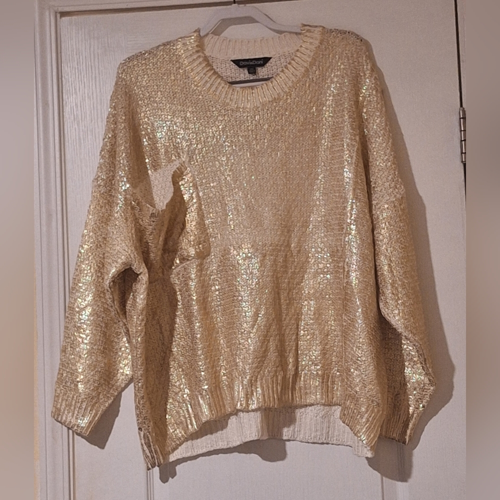 NWT Davi & Dani Gold Foil Sweater  2XL‎ Sparkle Holiday